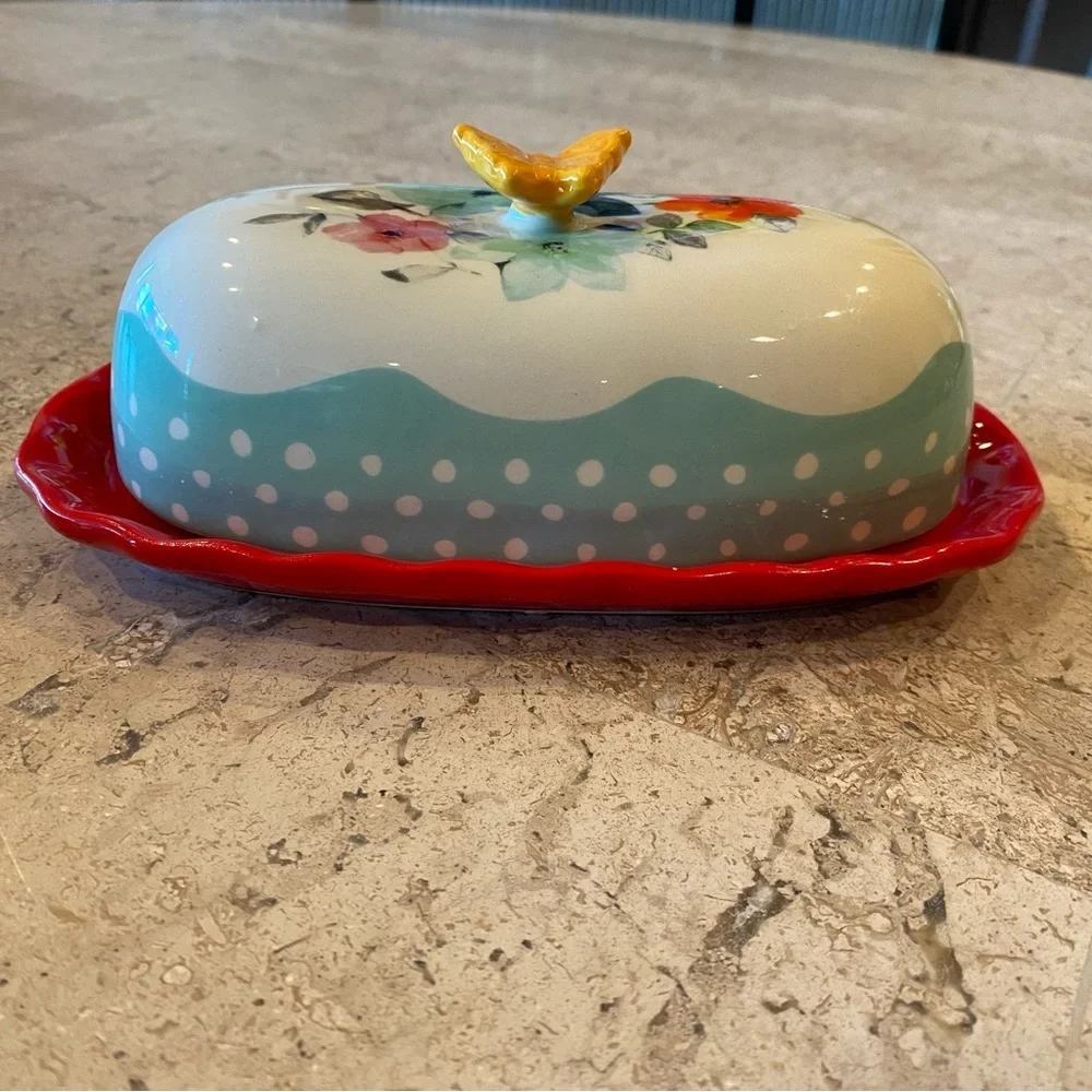 The Pioneer Woman Butter Dish Flea Market Floral 6.4